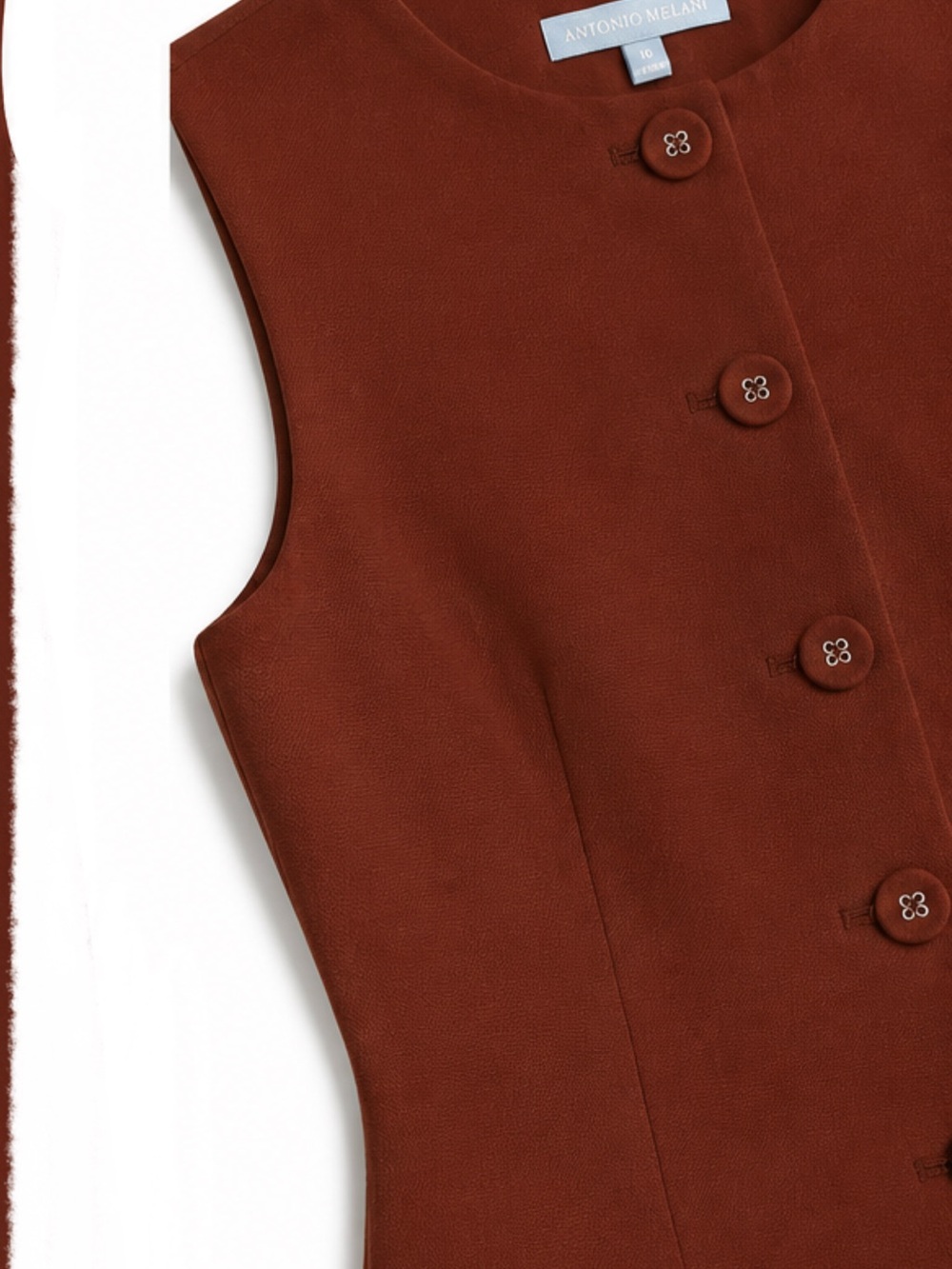 Antonio Melani Gianna Sleeveless A-Line Button Front Dress Burgundy Size 10 - Picture 4 of 5